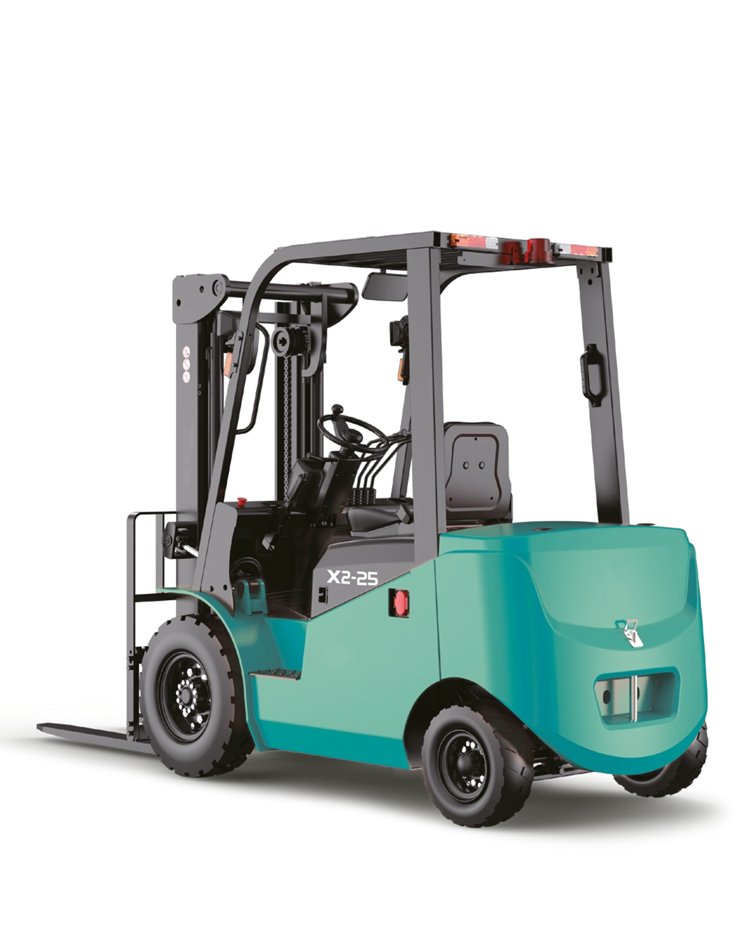 EFL252X2 elektrikli forklift, 2.5 ton kaldırma kapasitesi, 500 mm yük merkezi, 3000 mm kaldırma yüksekliği ve 80V/100Ah akü sistemiyle iç ve dış saha istifleme operasyonlarında enerji verimli ve güvenli çalışma sunar.