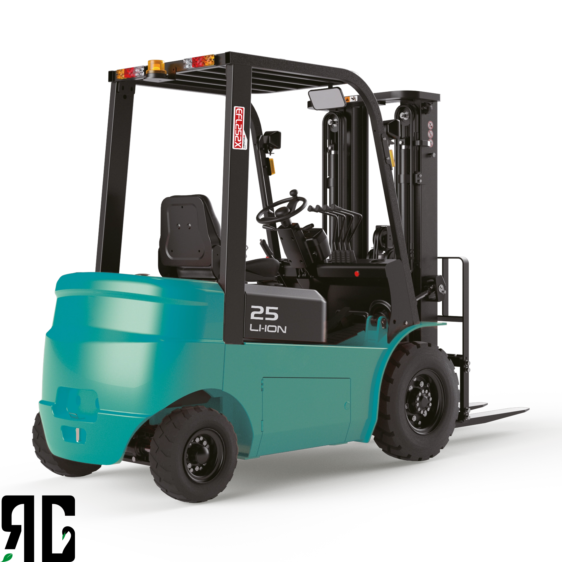 RG Forklift EFL252X3 – 2,5 ton kapasite, 3000 mm kaldırma yüksekliği ve 80V/150Ah akü ile dayanıklı, enerji verimli elektrikli forklift çözümü.